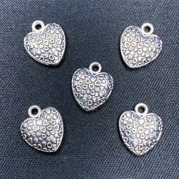 Jewelry - Hearts on Hearts Puff Charm, Antique Silver